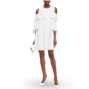 Elie Saab cold-shoulder ruffle crepe dress reception bridal dress size 4 new